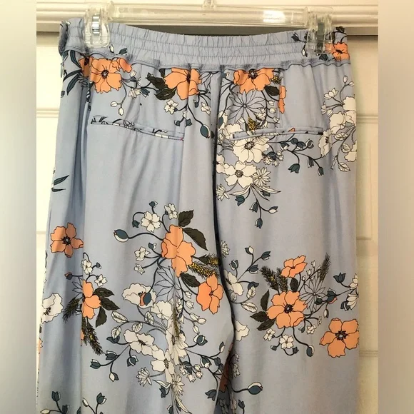 J. Crew Garden Floral Sky Blue Silky High-rise Pocket Pants - Picture 7 of 16
